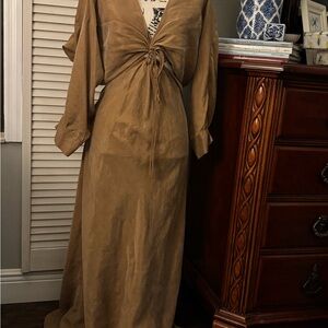 ASOS Ruched Drawstring Cutout Maxi Dress in Mocha NWT
